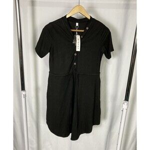 MISFAY Casual Gray T Shirt Dress Medium Pockets Stretch Buttons Drawstring NWT